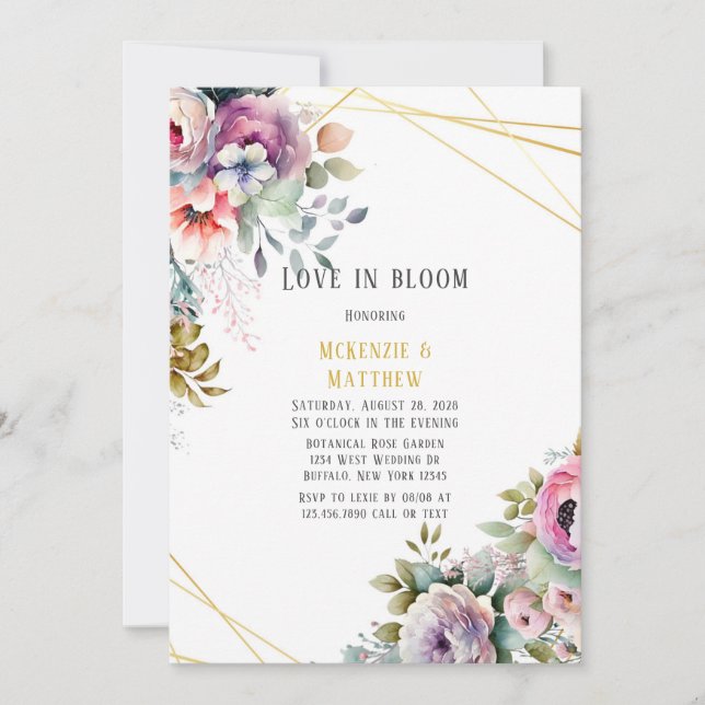 Invitation Printemps Pastel Floral Bouquet Amour En Fleur (Devant)