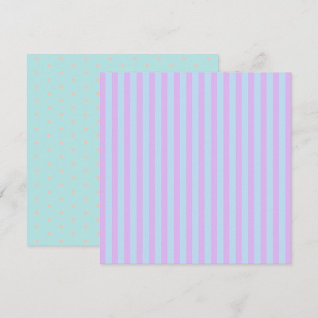 Invitation Printemps Pastel Rainbow Stripes & Pois (Devant / Derrière)