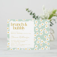 Printemps Pastel Sage Green Daisées Brunch Bubbly