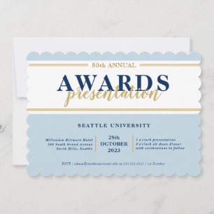 Invitation PRIX DÎNER événement moderne simple marine bleu or