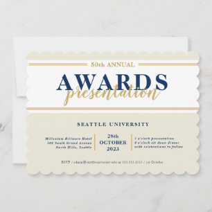 Invitation PRIX DÎNER événement moderne simple marine ivoire 