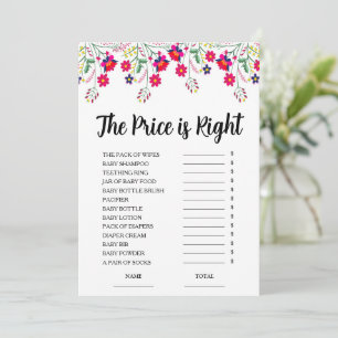 Invitation Prix Floral Mexicain est droit Baby Game Card