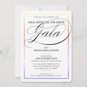 Invitation PRIX GALA DÎNER affaires moderne arc-en-ciel noir