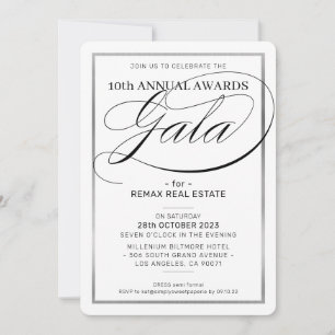 Invitation PRIX GALA DÎNER affaires moderne argent noir