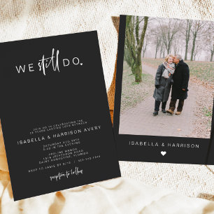 Invitation PRIYA Black Contemporary Photo Vow Renouvellement