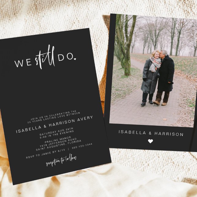 Invitation PRIYA Black Contemporary Photo Vow Renouvellement (Créateur téléchargé)