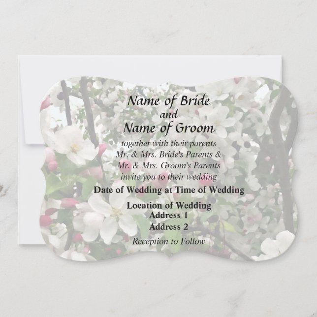 Invitation Produits de mariage "Pommier en fleurs" (Devant)