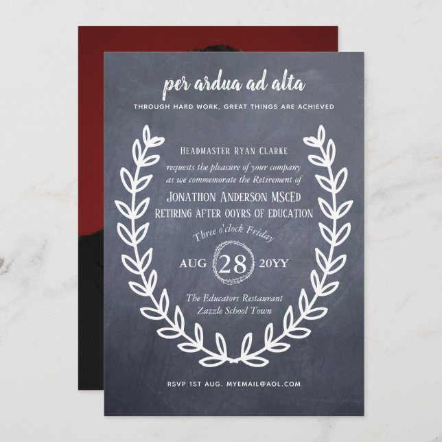 Invitation Professeur à la retraite Professeur de cours Ensei (Devant / Derrière)