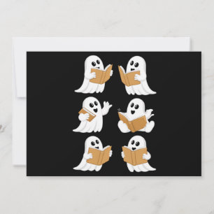 Invitation Professeur d'Halloween Fantôme lisant des livres B