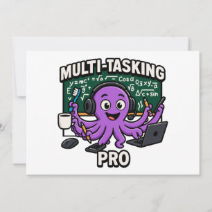 Invitation Professeur en salle de classe Octopus multitâche