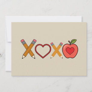 Invitation Professeur XOXO Crayon Saint Valentin et pomme