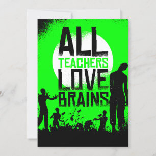 Invitation professeurs zombies d'Halloween aiment les cerveau