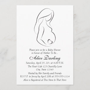 Invitation Profil de femme enceinte Baby shower cardiaque Inv