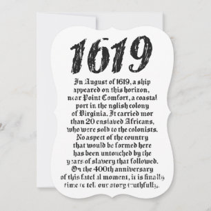 Invitation Projet 1619 Établissement de l'histoire des Noirs 