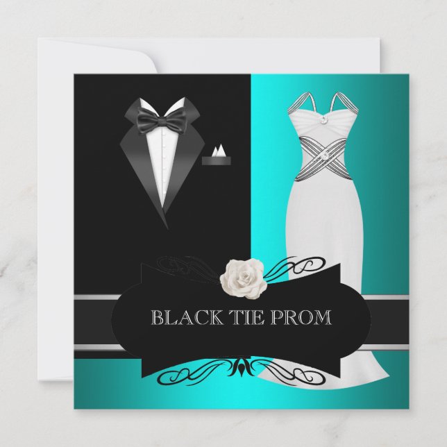 Invitation Prom High School Dance Formelle Turquoise Black Cr (Devant)