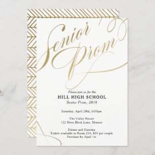 Invitation Prom Invitation, Gold Script Prom Senior