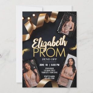 Invitation Prom Photo Personnalisé Envoi De Ruban D'Or Roulea