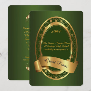 Invitation Prom Senior Junior, Great Prom, vert émeraude, or