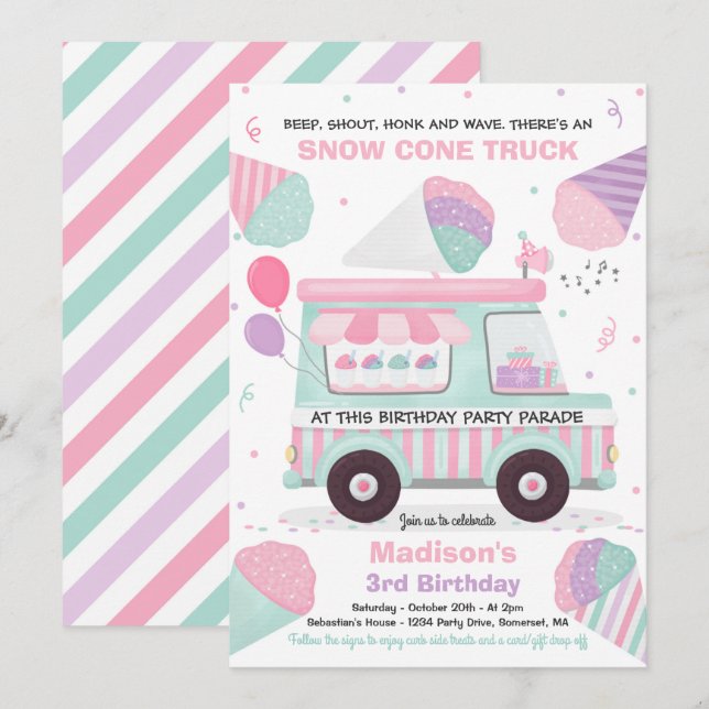 Invitation Promenade Anniversaire Du Cône De Neige Par Annive (Devant / Derrière)