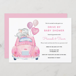 Invitation Promenade Elephant Par Bébé Fille Douche