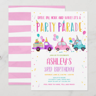 Invitation Promenade Par Anniversaire Parade Rose Drive Par