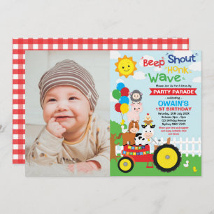 Invitation Promenez-vous dans la parade d'anniversaire Animau