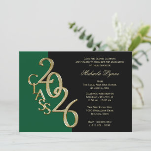 Invitation Promotion 2026 Or Noir avec Option de Couleur