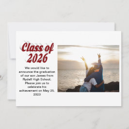 Invitation Promotion 2026 texte bordeaux  photo de remise des