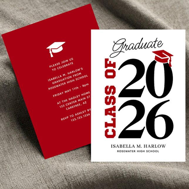 Invitation Promotion de fin d'études Rouge Noir (Créateur téléchargé)