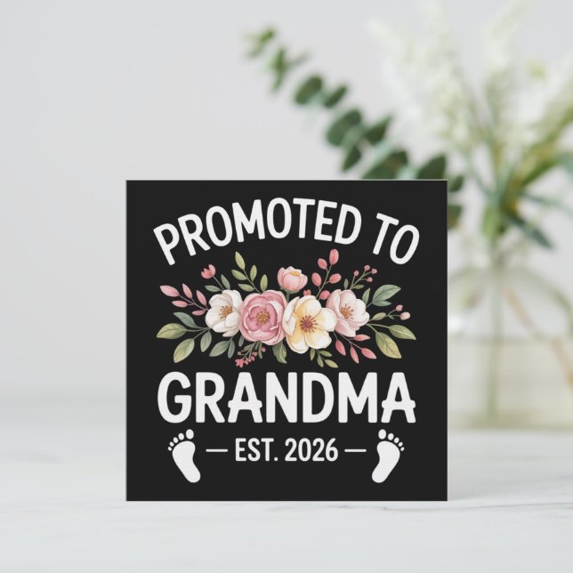 Invitation Promue grand-mère 2026 Première fois Nana Floral (Debout devant)