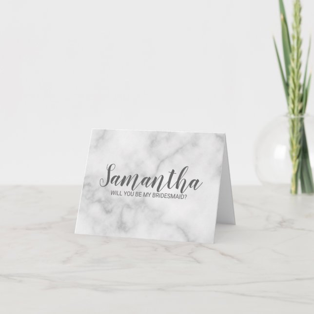 Invitation Proposition Bridesmaid | Élégant script en marbre (Devant)