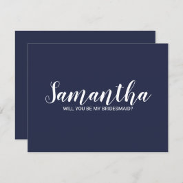 Invitation Proposition Bridesmaid | Script moderne bleu marin