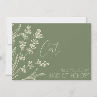 Invitation Proposition de demoiselle d'honneur vert olive et 