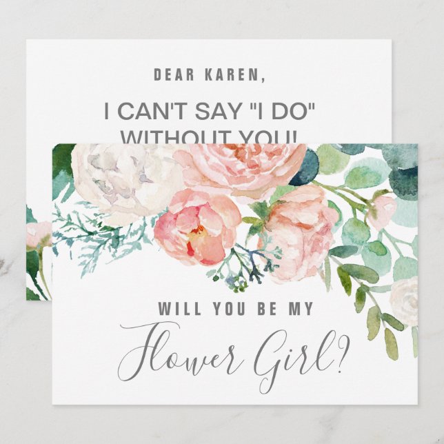 Invitation Proposition de fille de fleur de pivoines romantiq (Devant / Derrière)