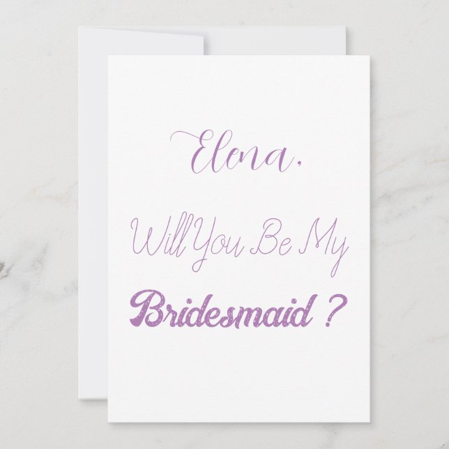 Invitation Proposition de la Bridesmaid Purple Lilac Lavender (Devant)