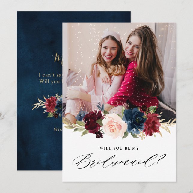 Invitation Proposition de la Bridesmaid Russe Florale de la M (Devant / Derrière)