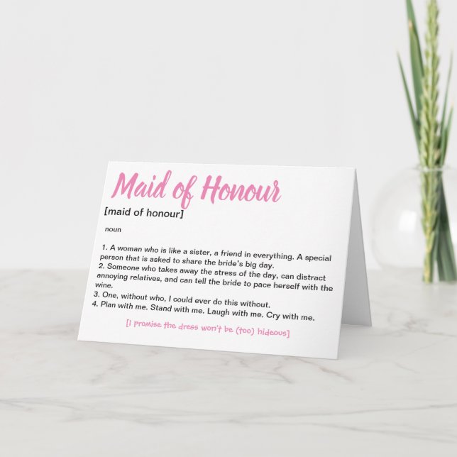 Invitation Proposition de la femme d'honneur (Devant)