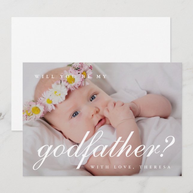 Invitation Proposition de parrain simple et élégante avec pho (Devant / Derrière)