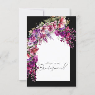 Invitation Proposition d'une servante Fuchsia Lavender Floral