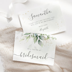 Invitation Proposition Élégante d'Eucalyptus Green Bridesmaid