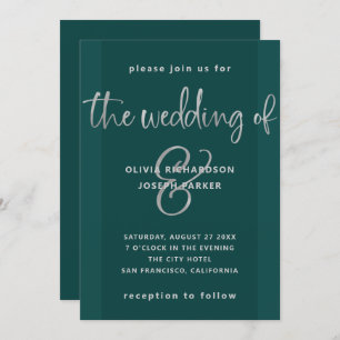 Invitation Proposition moderne  Mariage Emerald Green et Silv