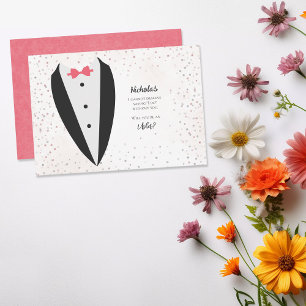 Invitation Proposition Tuxedo Usher Confetti