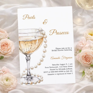 Invitation Prosecco Perles élégant Enterrement de Vie de Jeun
