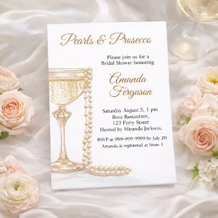 Invitation Prosecco Perles élégant Enterrement de Vie de Jeun
