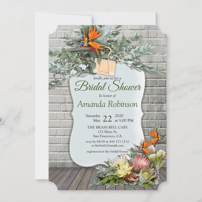 Invitation Protea - Fleur de Strelitzia pour une Baby Shower (Devant)