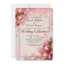 Protea Fuchsia avec Blush & Gold Ribbon