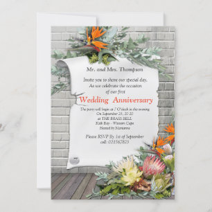 Invitation Protea - Strelitzia Flower Bouquets Anniversaire