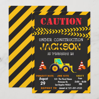 Invitation Prudence en construction Canot-Camion Anniversaire