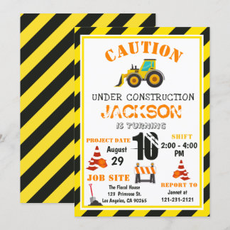 Invitation Prudence en construction Sauter le camion Annivers