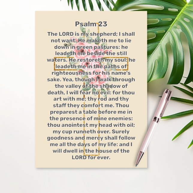 Invitation Psaume 23 Croix d'or Célébration de la vie funérai (Psalm 23 Gold Cross Celebration of Life Funeral Invitation)